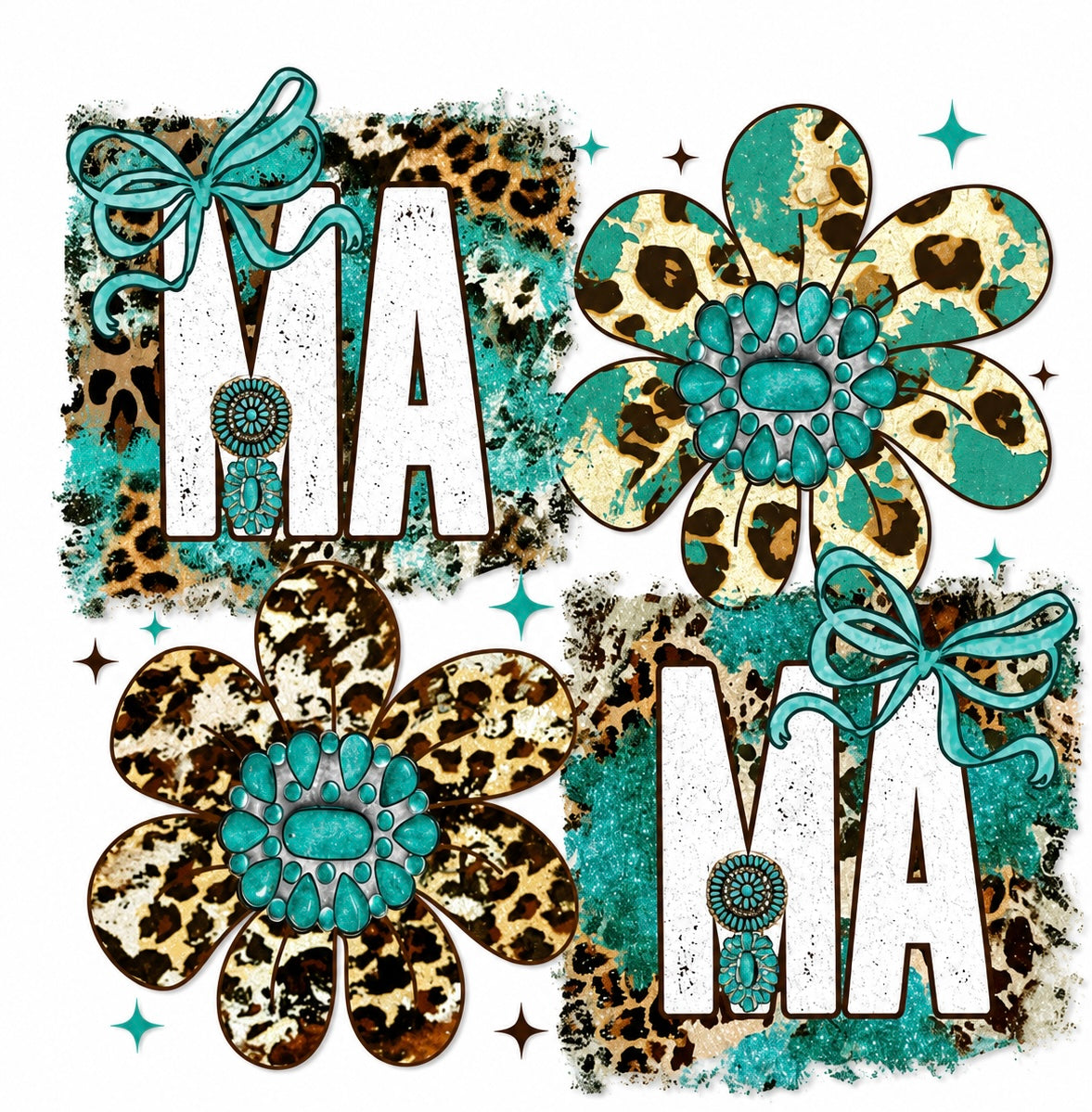 Turquoise Mama Glitter Clear Film Screen Print Transfer CF-MM05