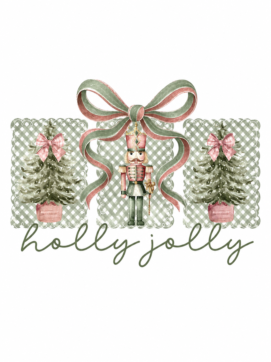Holly Jolly Nutcracker Glitter Clear Film Screen Print Transfer CF-CM04