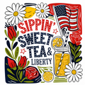 Sippin On Sweet Tea Glitter Clear Film Screen Print Transfer CF-SM03