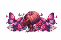Black Girl, Pink & Purple Butterflies & Flowers #BGM008