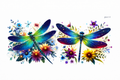 2 Colorful Dragonflies #BG012