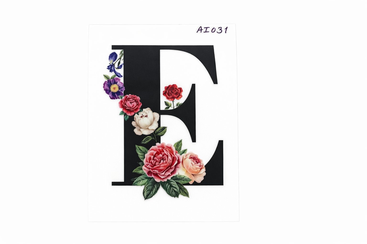 “E” Black Floral Alphabet #AI031