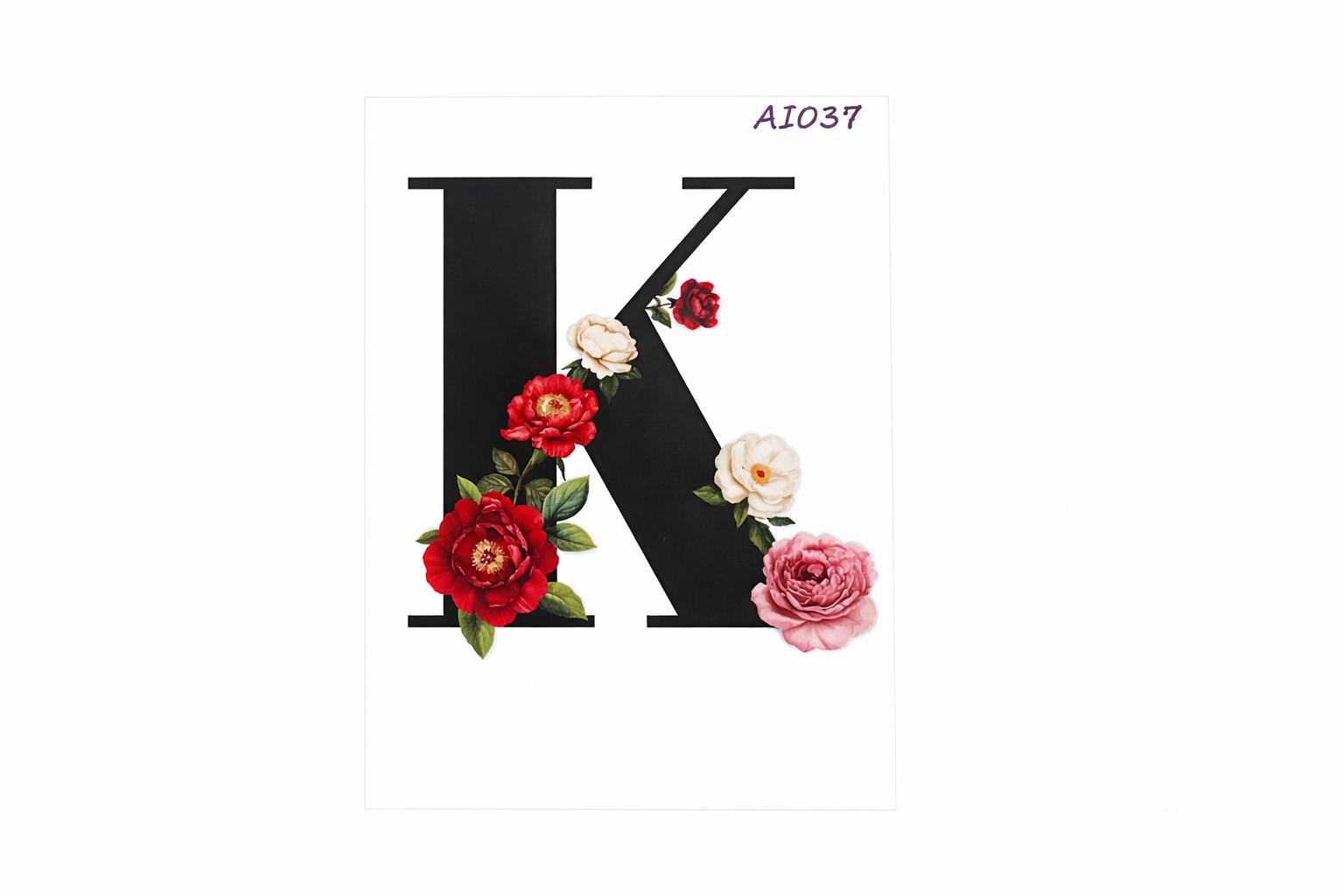 “K” Black Floral Alphabet #AI037