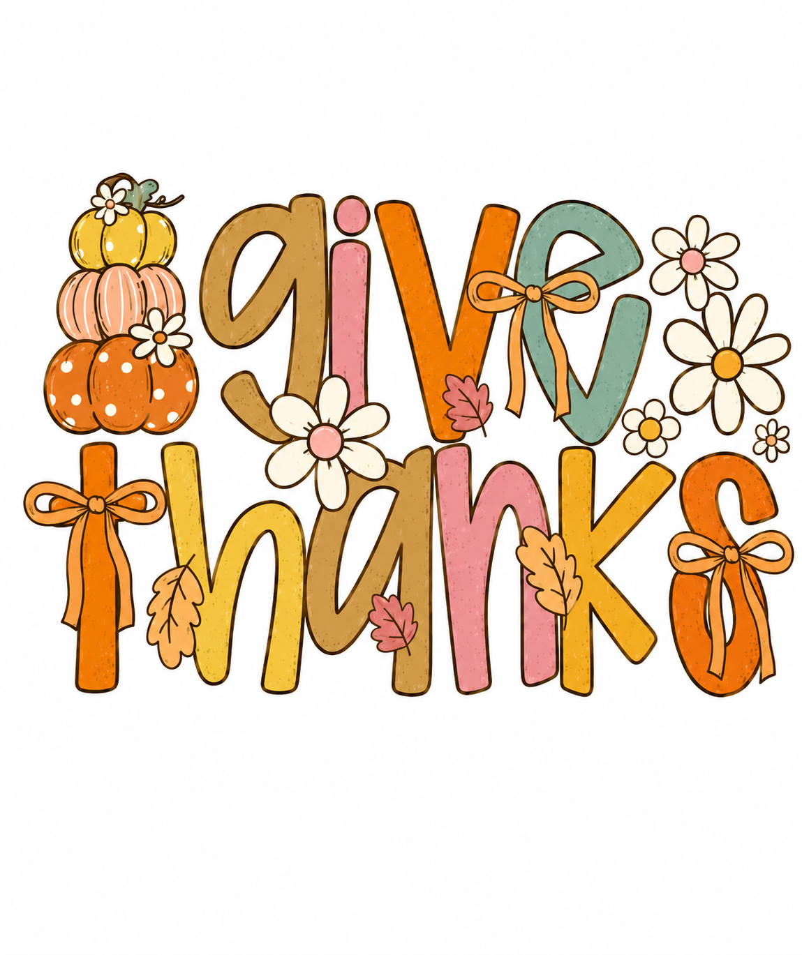 Give Thanks Glitter Clear Film Screen Print Transfer CP-TG05