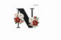 “N” Black Floral Alphabet #AI040