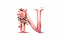 “N” Pink Floral Alphabet #AI014