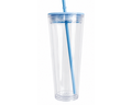 24oz NO LEAK Acrylic Customizable Snow Globe Tumbler Cup - Blue Top