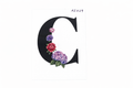 “C” Black Floral Alphabet #AI029