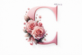 “C” Pink Floral Alphabet #AI003