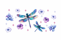 2 Dragonflies on Purple Flowers #BG057