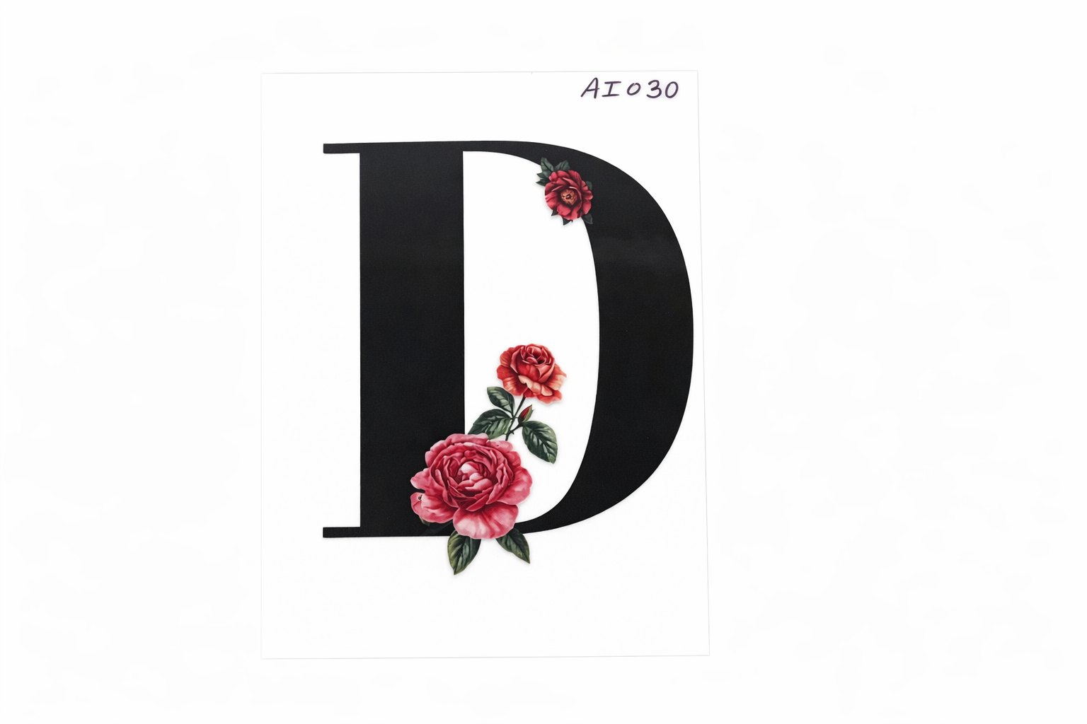 “D” Black Floral Alphabet #AI030