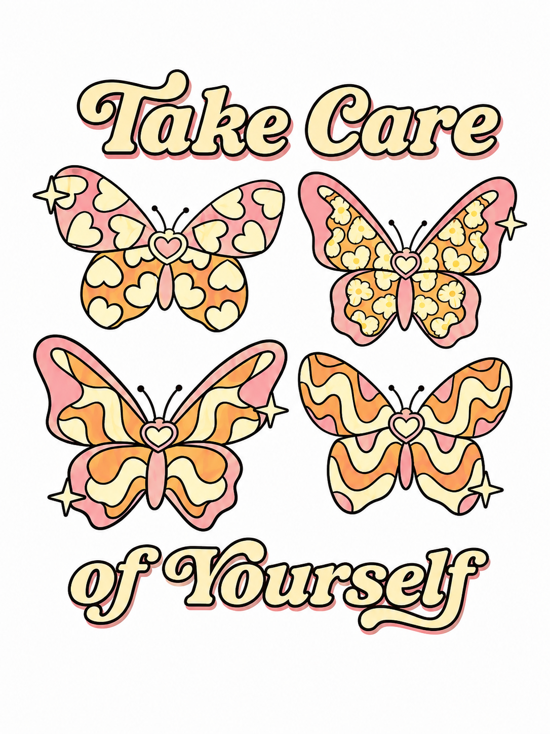 Take Care Of Yourself Glitter Clear Film Screen Print Transfer CF-PA01