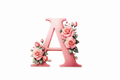 “A” Pink Floral Alphabet #AI001
