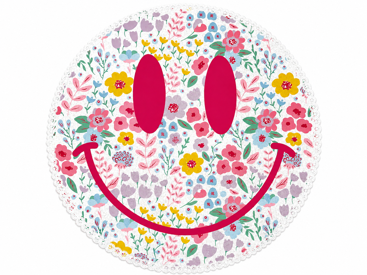 Smiley Flower Glitter Clear Film Screen Print Transfer CF-PA15