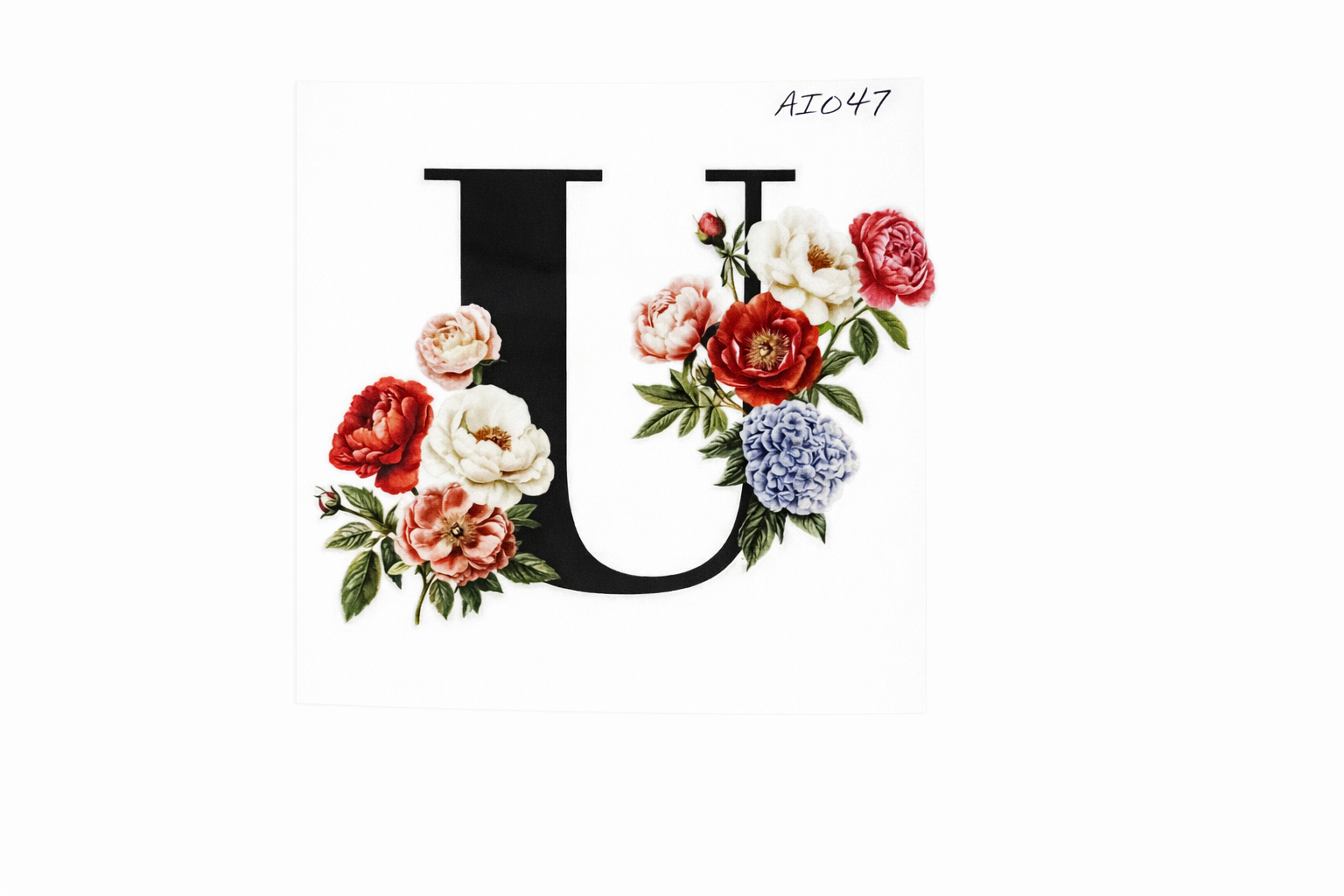 “U” Black Floral Alphabet #AI047