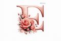“E” Pink Floral Alphabet #AI005