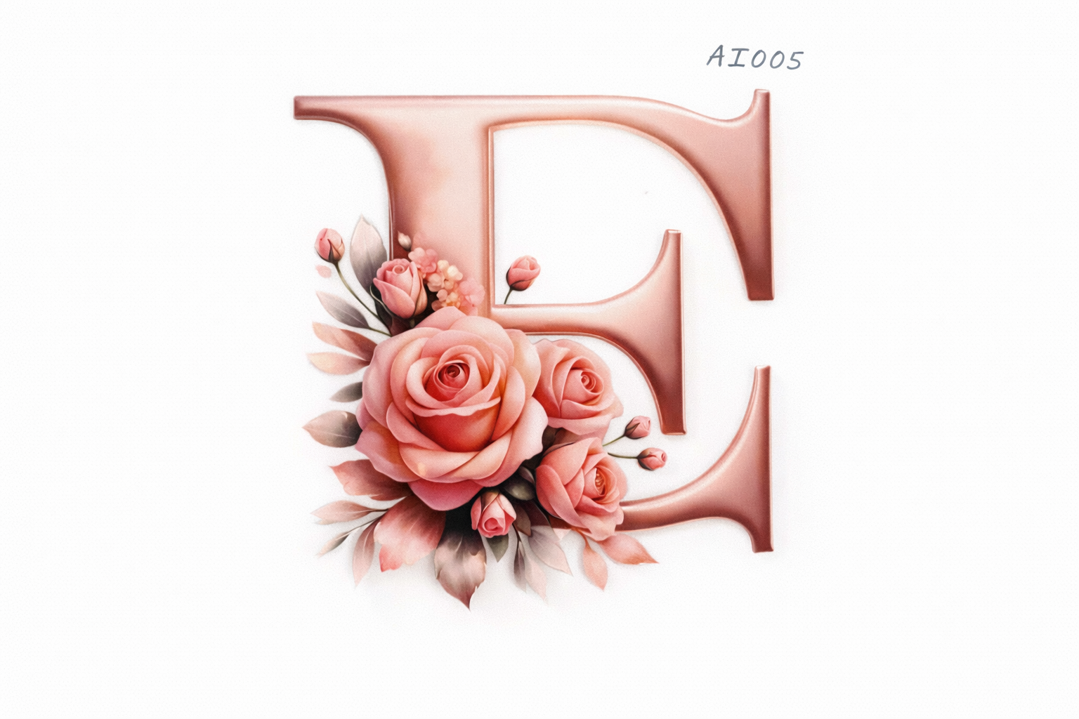 “E” Pink Floral Alphabet #AI005