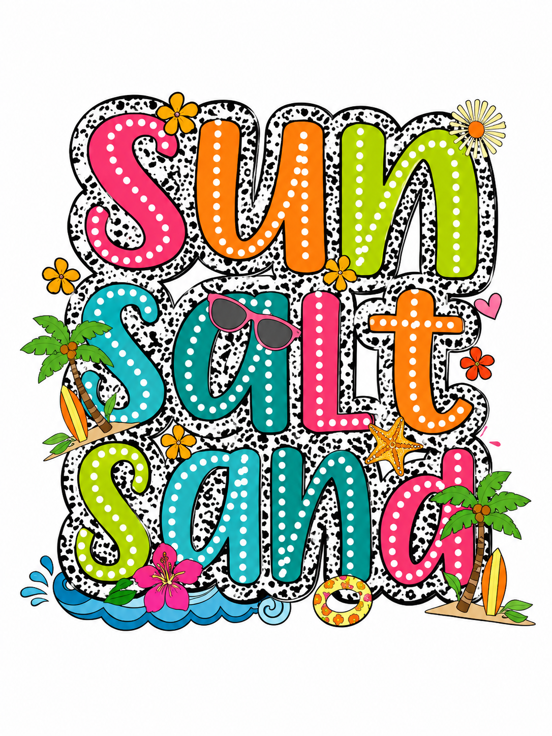 Sun, Salt & Sand Glitter Clear Film Screen Print Transfer CF-SM02