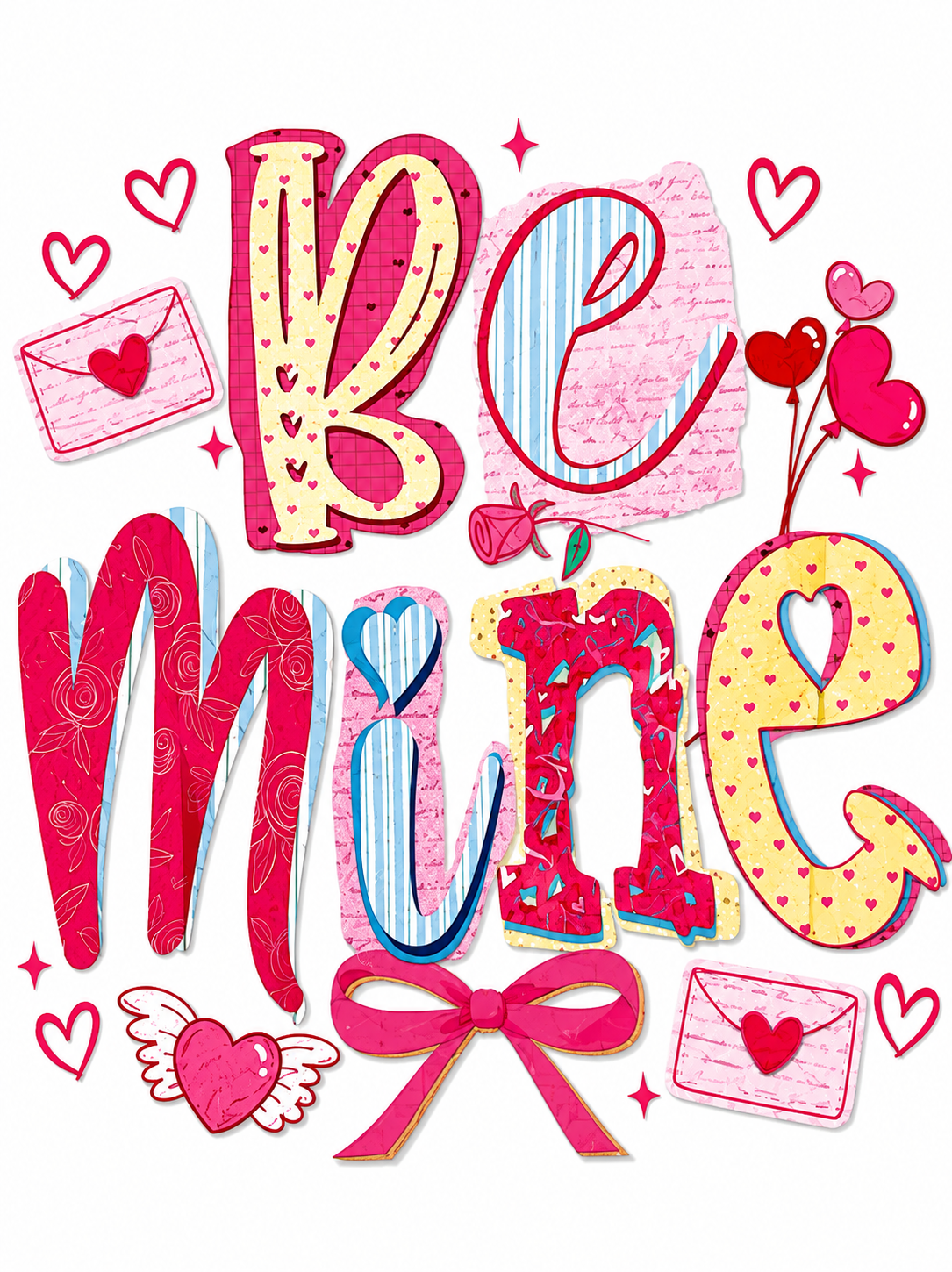 Cute Be Mine Glitter Clear Film Screen Print Transfer CF-VD05