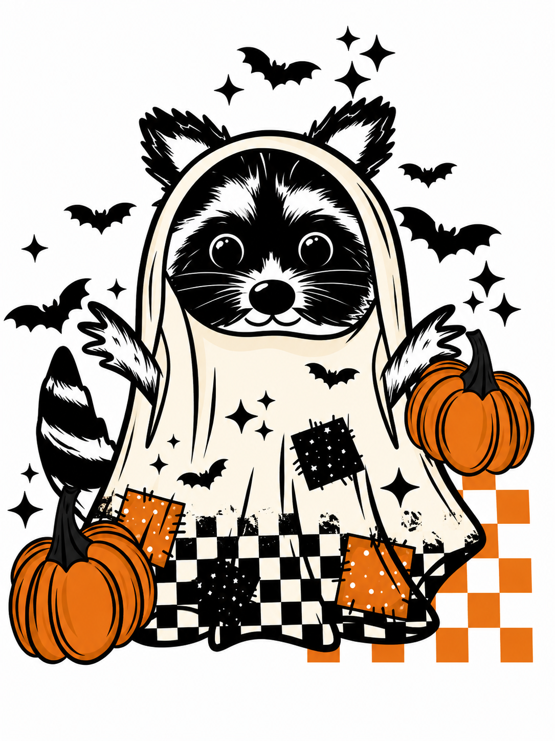 Raccoon Ghost Glitter Clear Film Screen Print Transfer CF-HL04