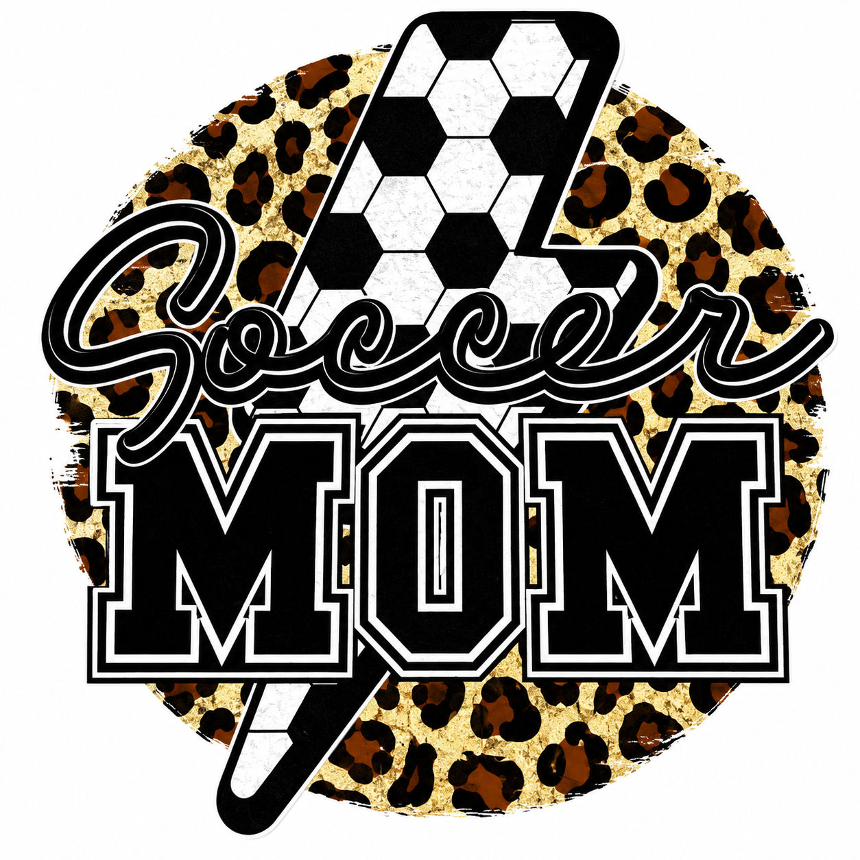 Soccer Mom Leopard Glitter Clear Film Screen Print Transfer CF-SPT01