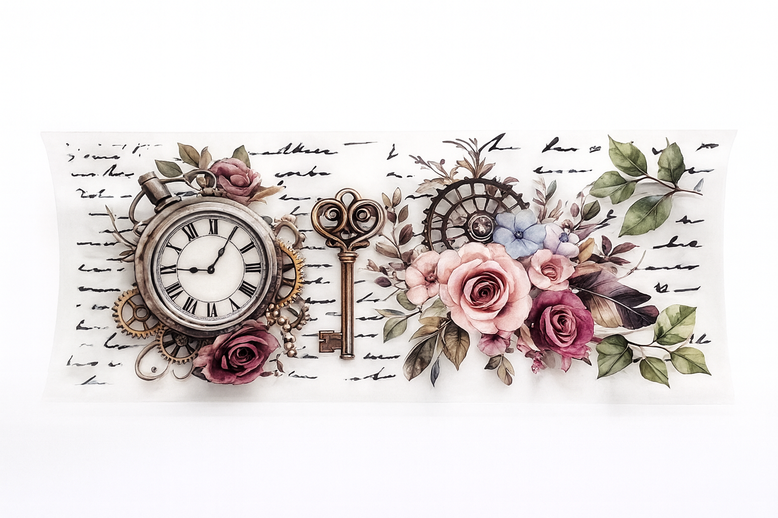 Key, Clock & Roses #FLR025