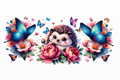 Hedgehog & Butterflies #MS011