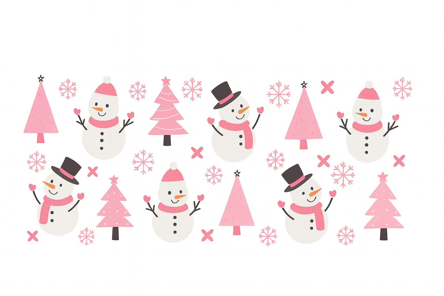 Pink Snowmen & Christmas Trees #CHR075
