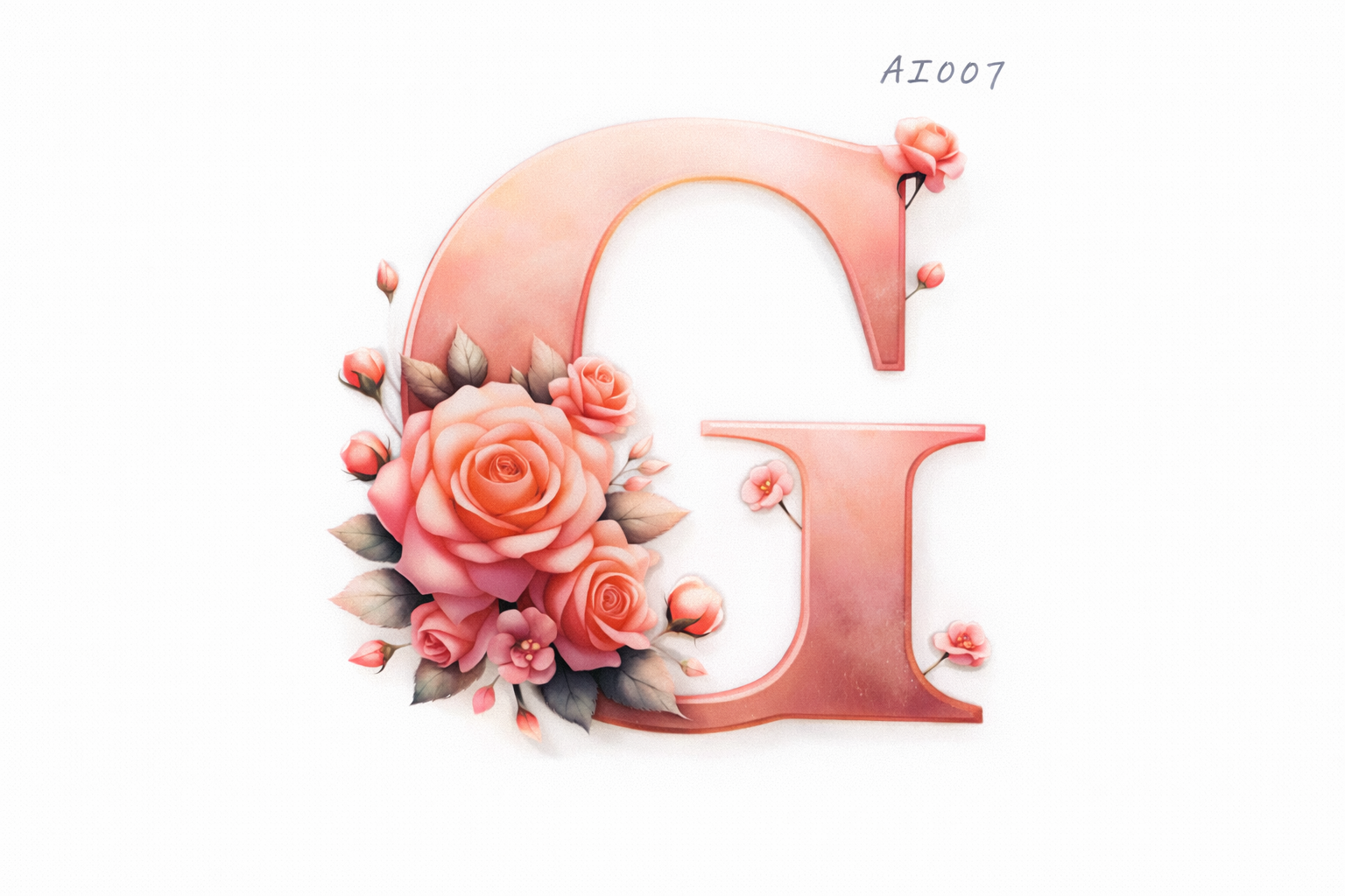 “G” Pink Floral Alphabet #AI007