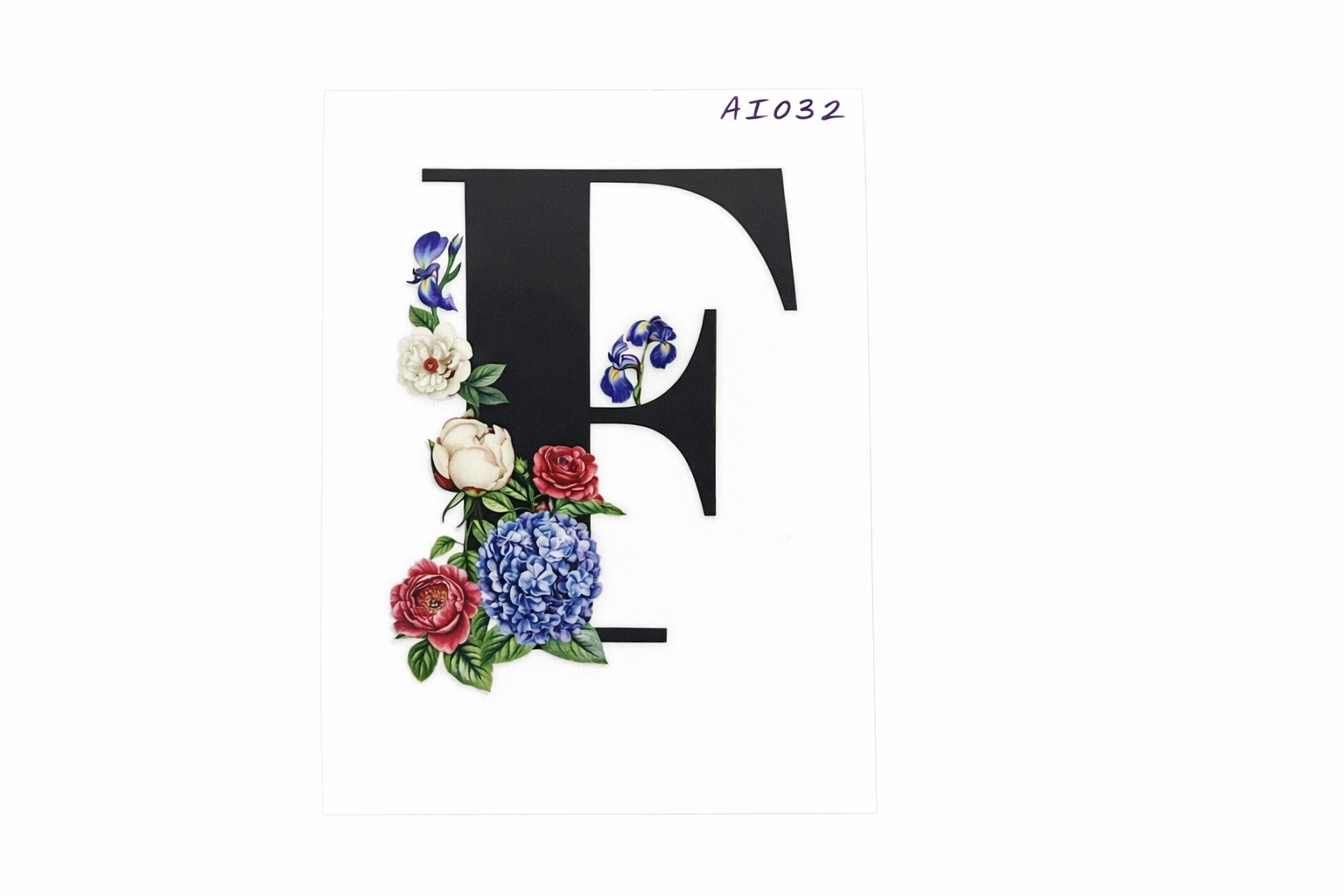 “F” Black Floral Alphabet #AI032