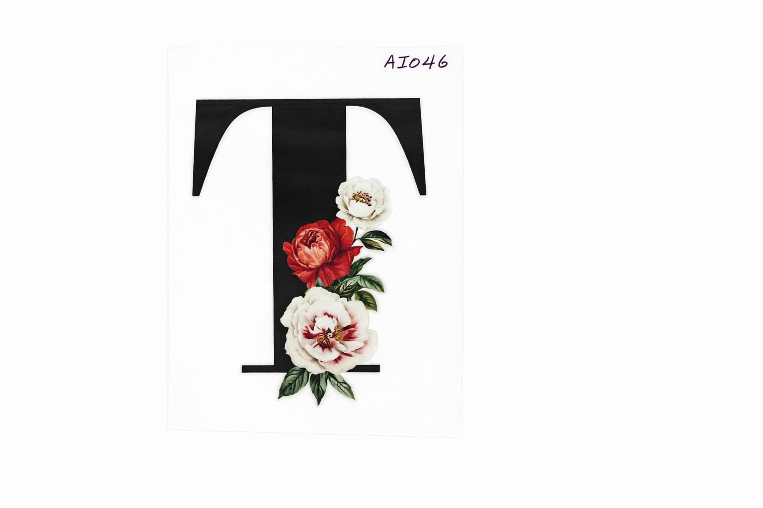 “T” Black Floral Alphabet #AI046