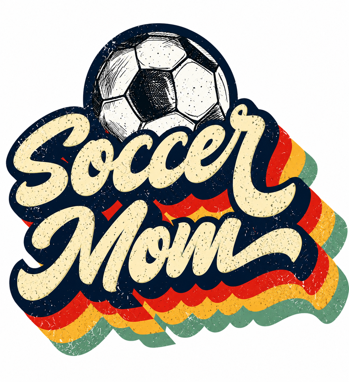 Soccer Mom Retro Glitter Clear Film Screen Print Transfer CF-SPT02
