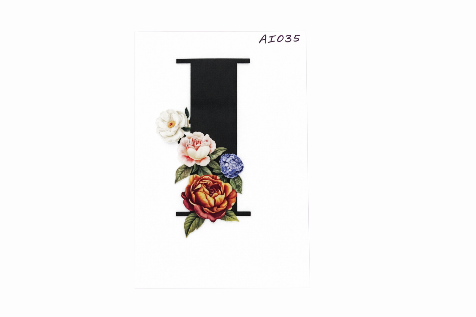 “I” Black Floral Alphabet #AI035