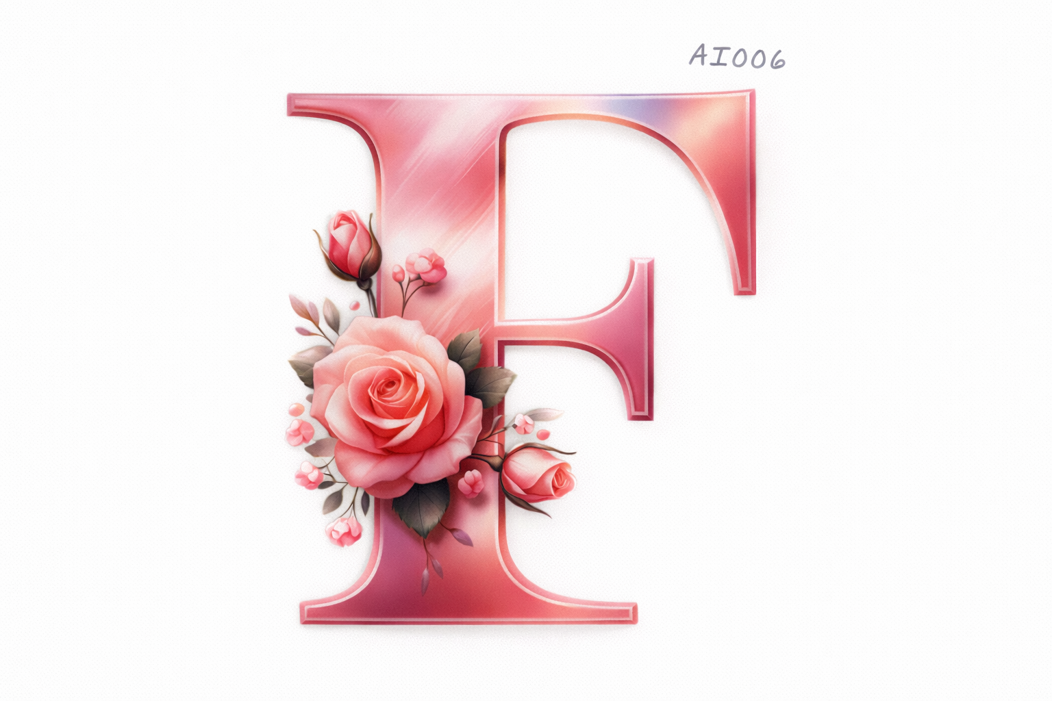 “F” Pink Floral Alphabet #AI006
