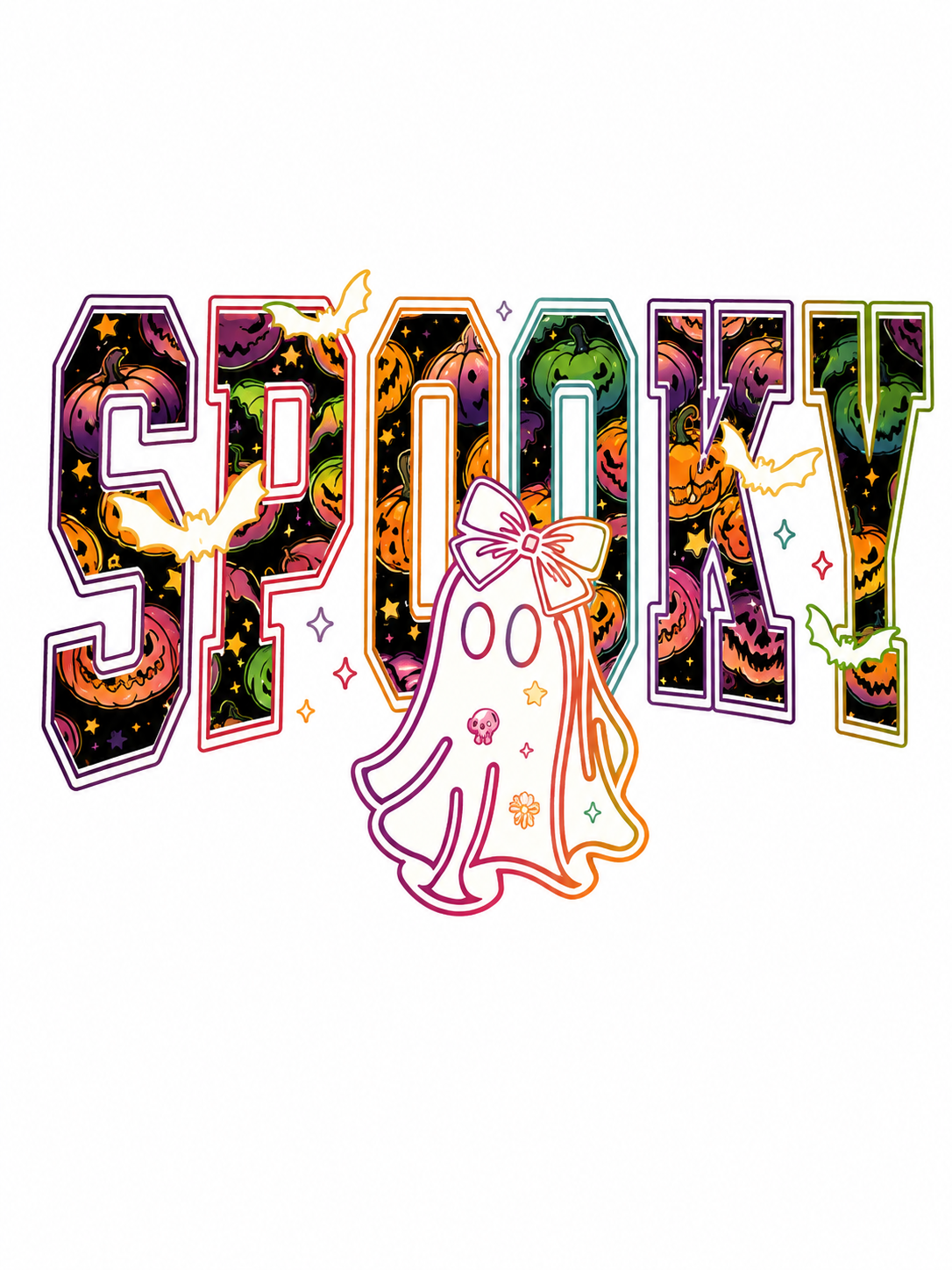 Neon Spooky Glitter Clear Film Screen Print Transfer CF-HL09