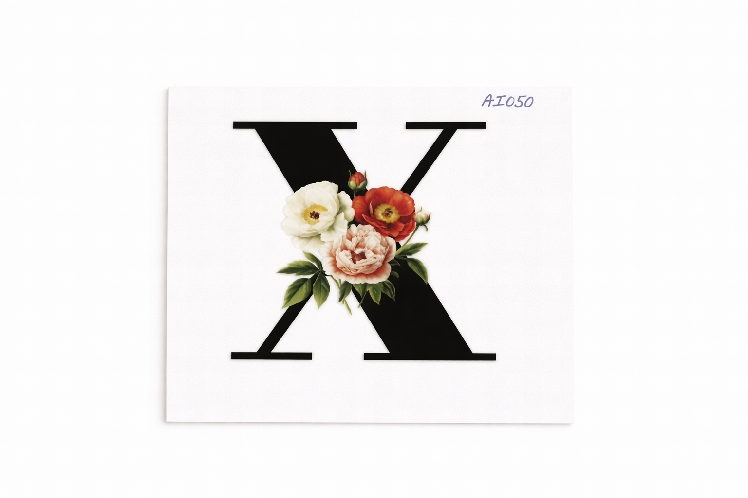 “X” Black Floral Alphabet #AI050