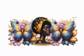 Black Girl In Yellow With Pastel Butterflies & Flowers #BGM012