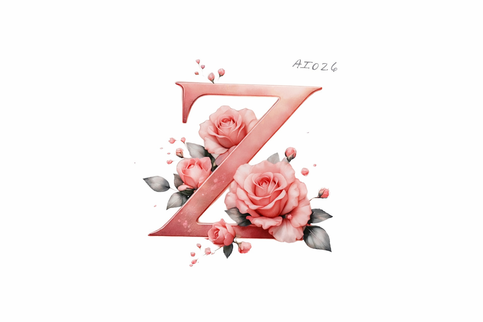 “Z” Pink Floral Alphabet #AI026