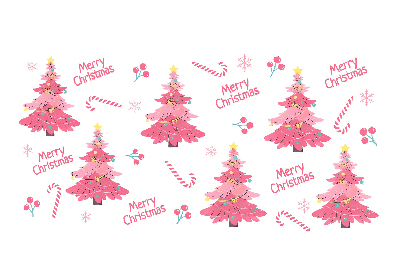 Pink Christmas Trees and Candy Canes #CHR085