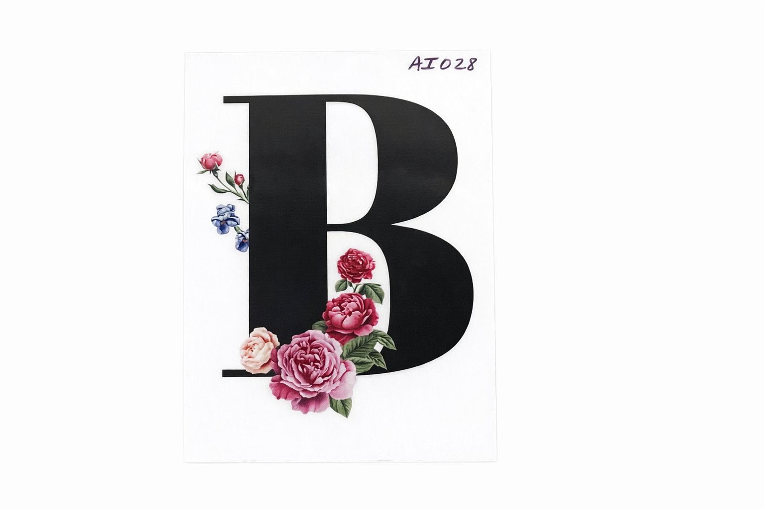 “B” Black Floral Alphabet #AI028