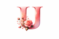“U” Pink Floral Alphabet #AI021