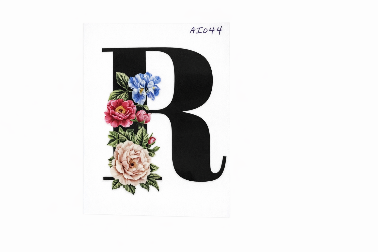 “R” Black Floral Alphabet #AI044