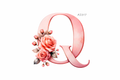 “Q” Pink Floral Alphabet #AI017