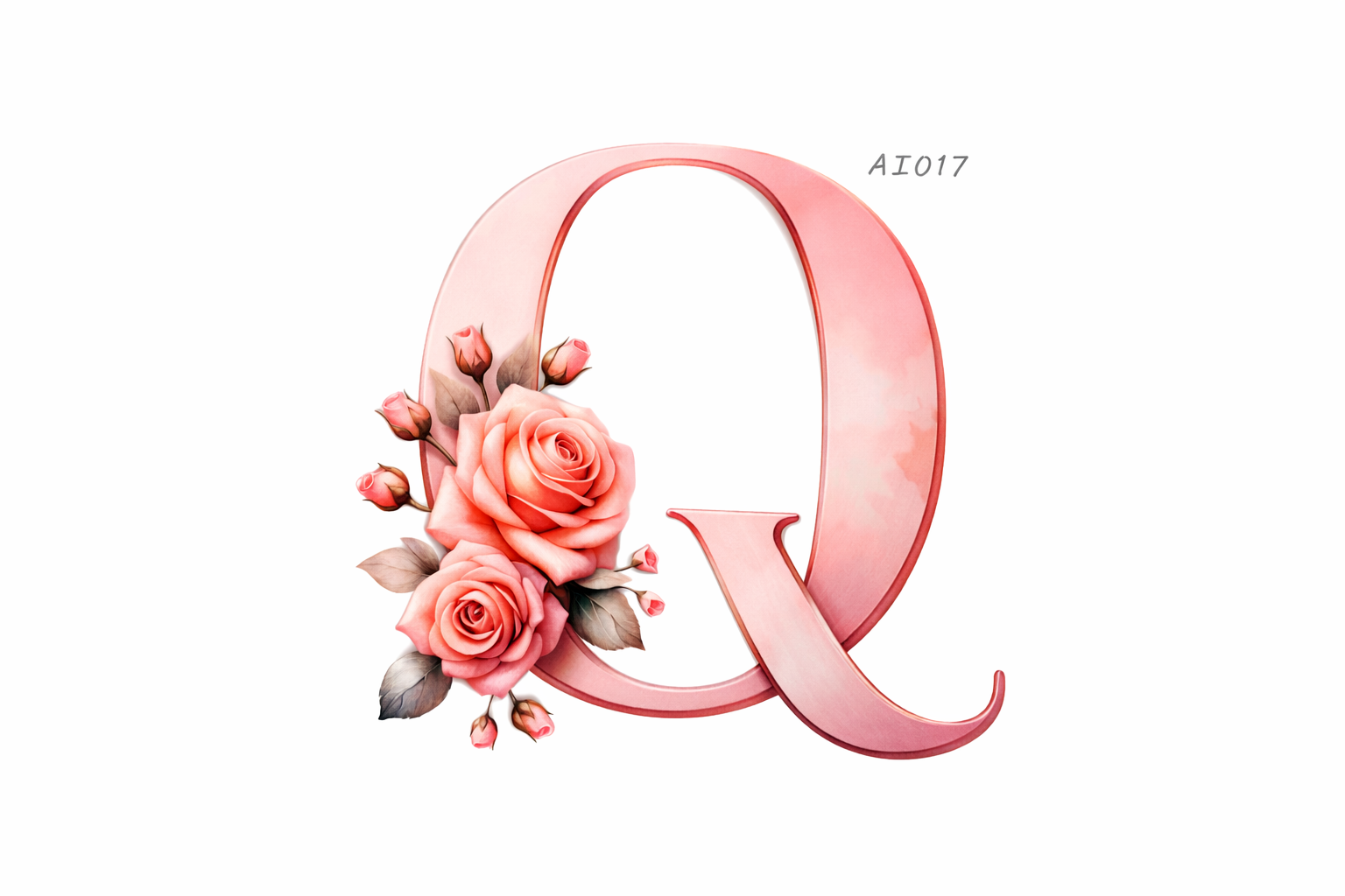 “Q” Pink Floral Alphabet #AI017