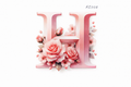 “H” Pink Floral Alphabet #AI008