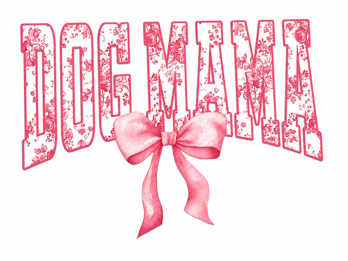 Dog Mama Pink Floral Lace Glitter Clear Film Screen Print Transfer CF-MM08