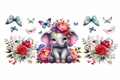 Elephant & Butterflies #JNG002