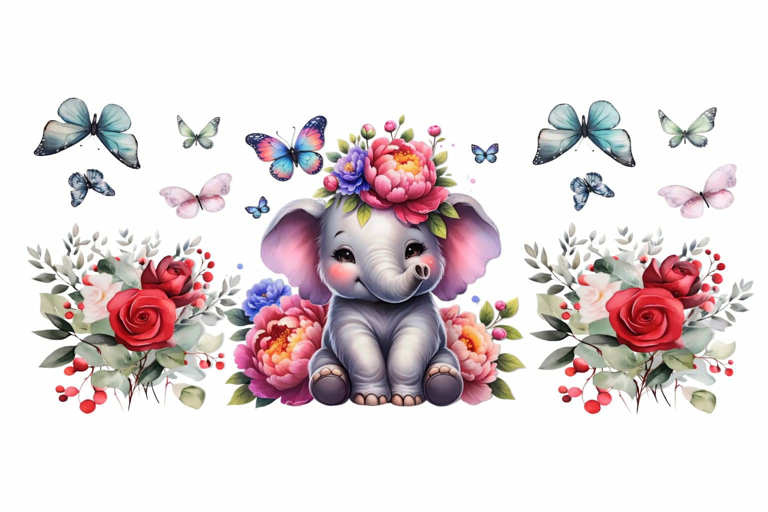 Elephant & Butterflies #JNG002