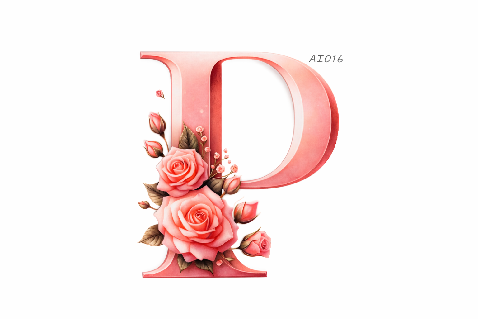 “P” Pink Floral Alphabet #AI016