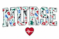 Nurse Pattern w/ Heart Glitter Clear Film Screen Print Transfer CF-CR09